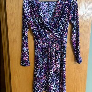 Daisy Fuentes Purple and Pink Long Sleeve Dress